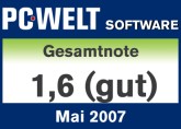 Bewertung bei PC-Welt: Gut. Klicken zum Kauf der Software.